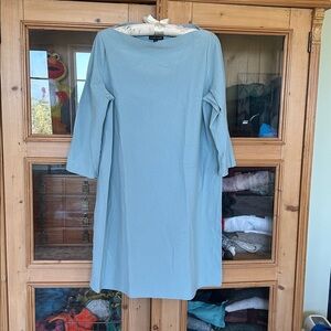 Eileen Fisher Sky Blue Boat Neck 3/4 Sleeve Dress
